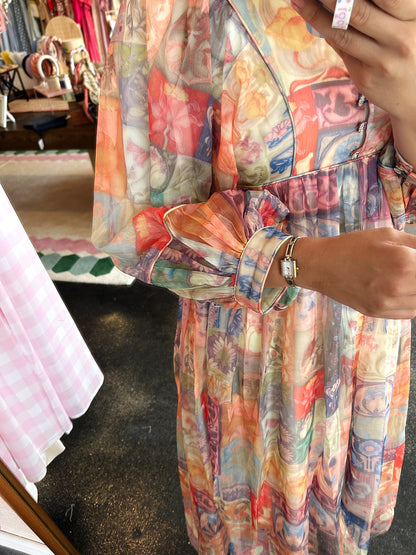 Patchwork Print Midi Dress