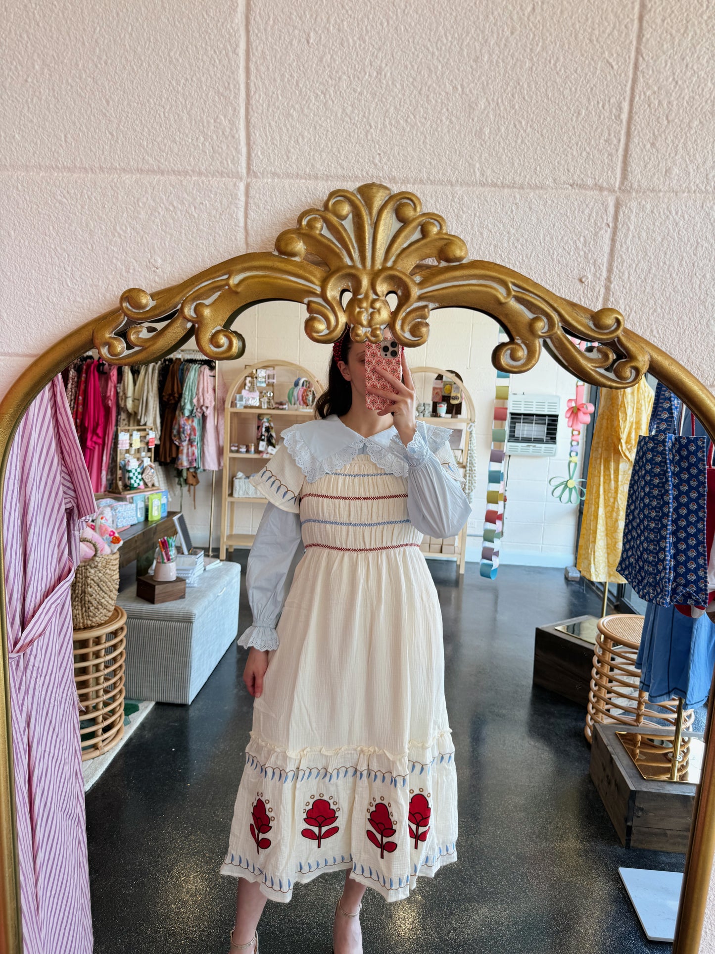 Cream Embroidered Dress
