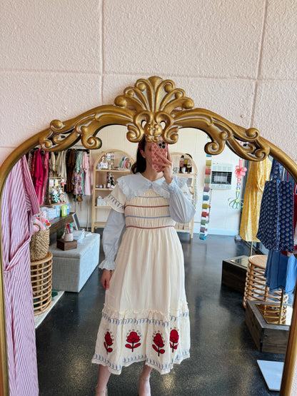 Cream Embroidered Dress