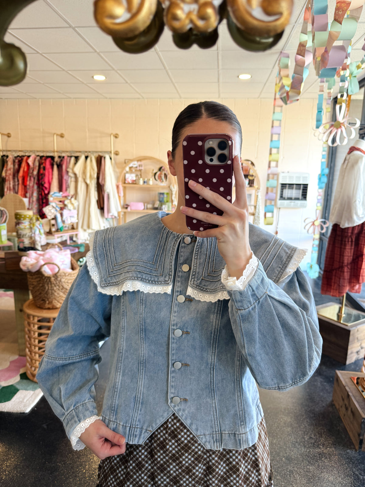 Lace Trim Denim Jacket