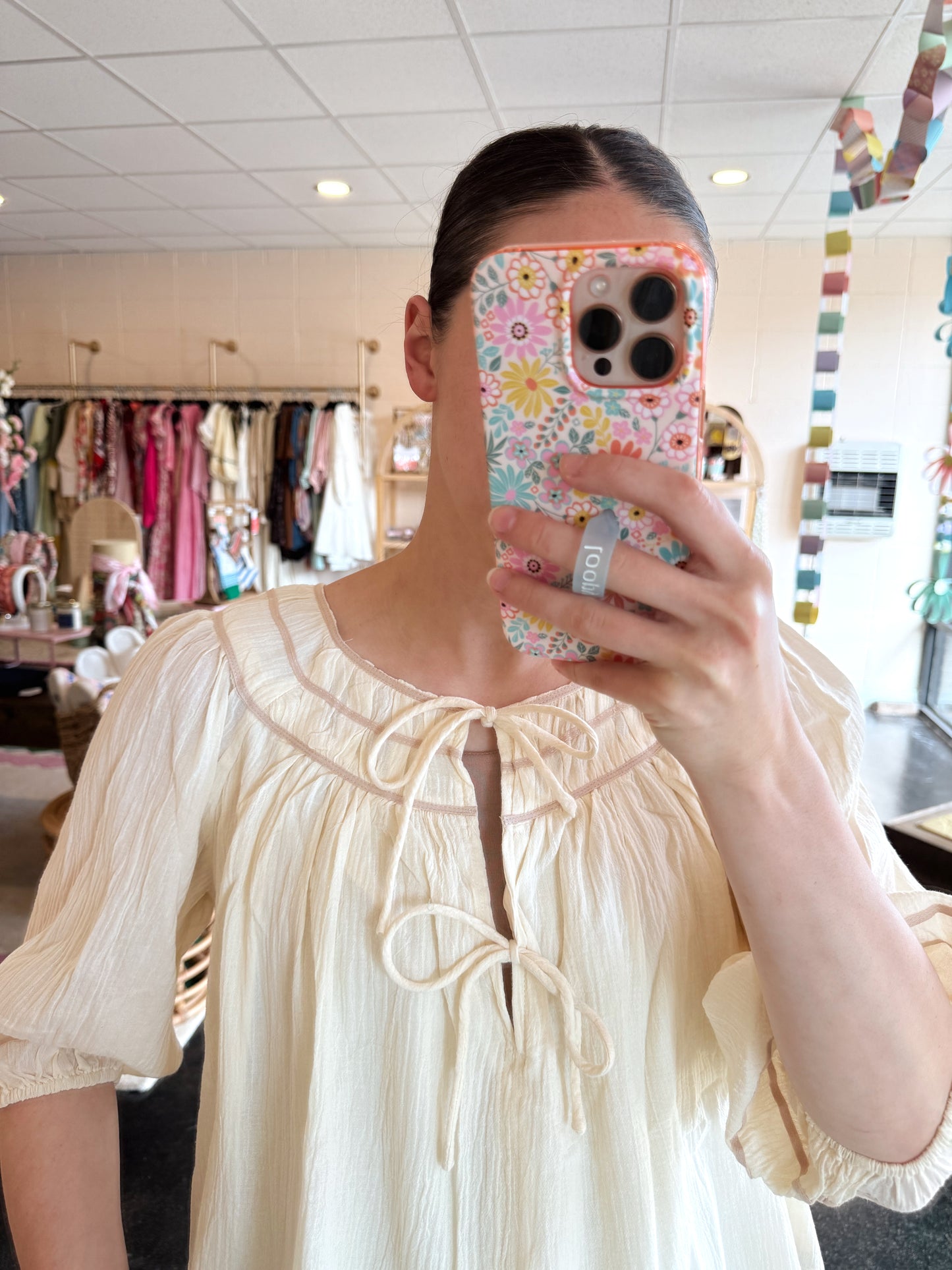 Cream Tie Top