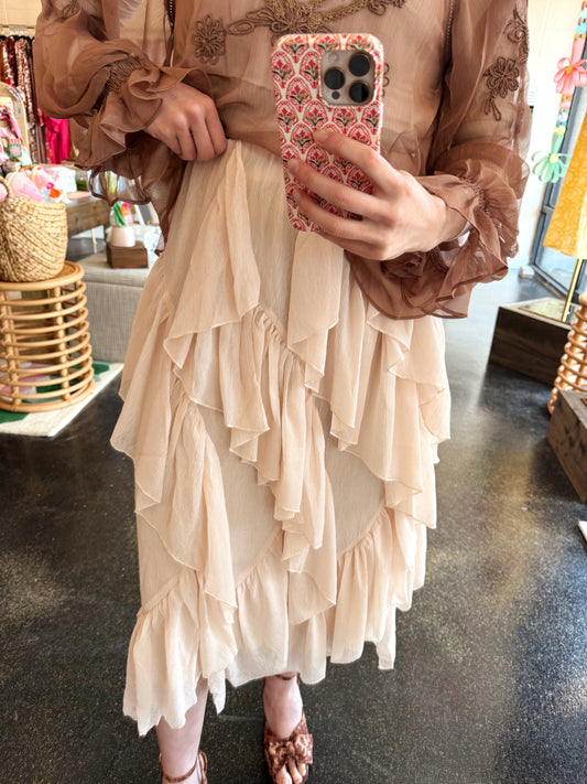 Blush Chiffon Ruffle Skirt