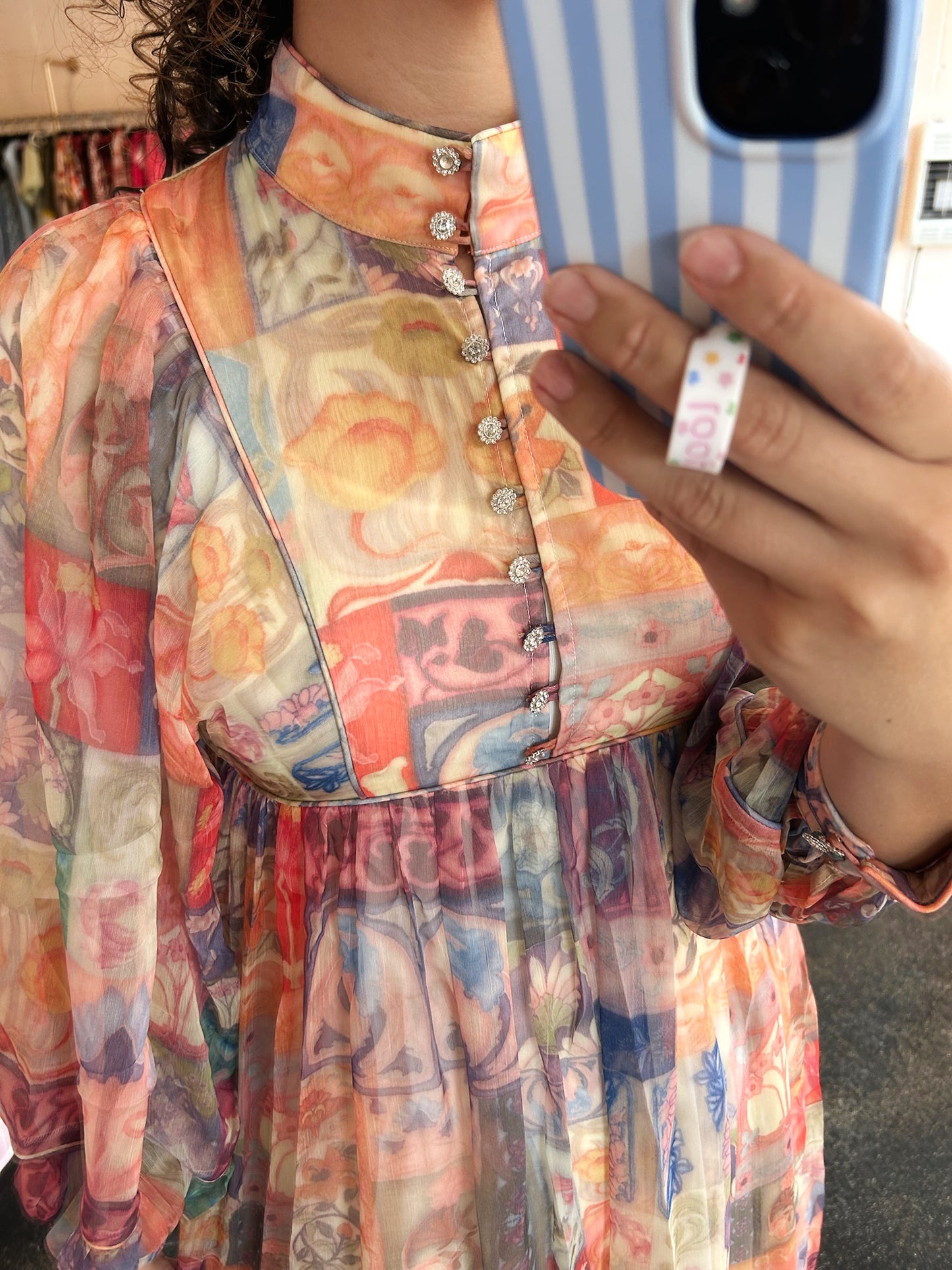 Patchwork Print Midi Dress