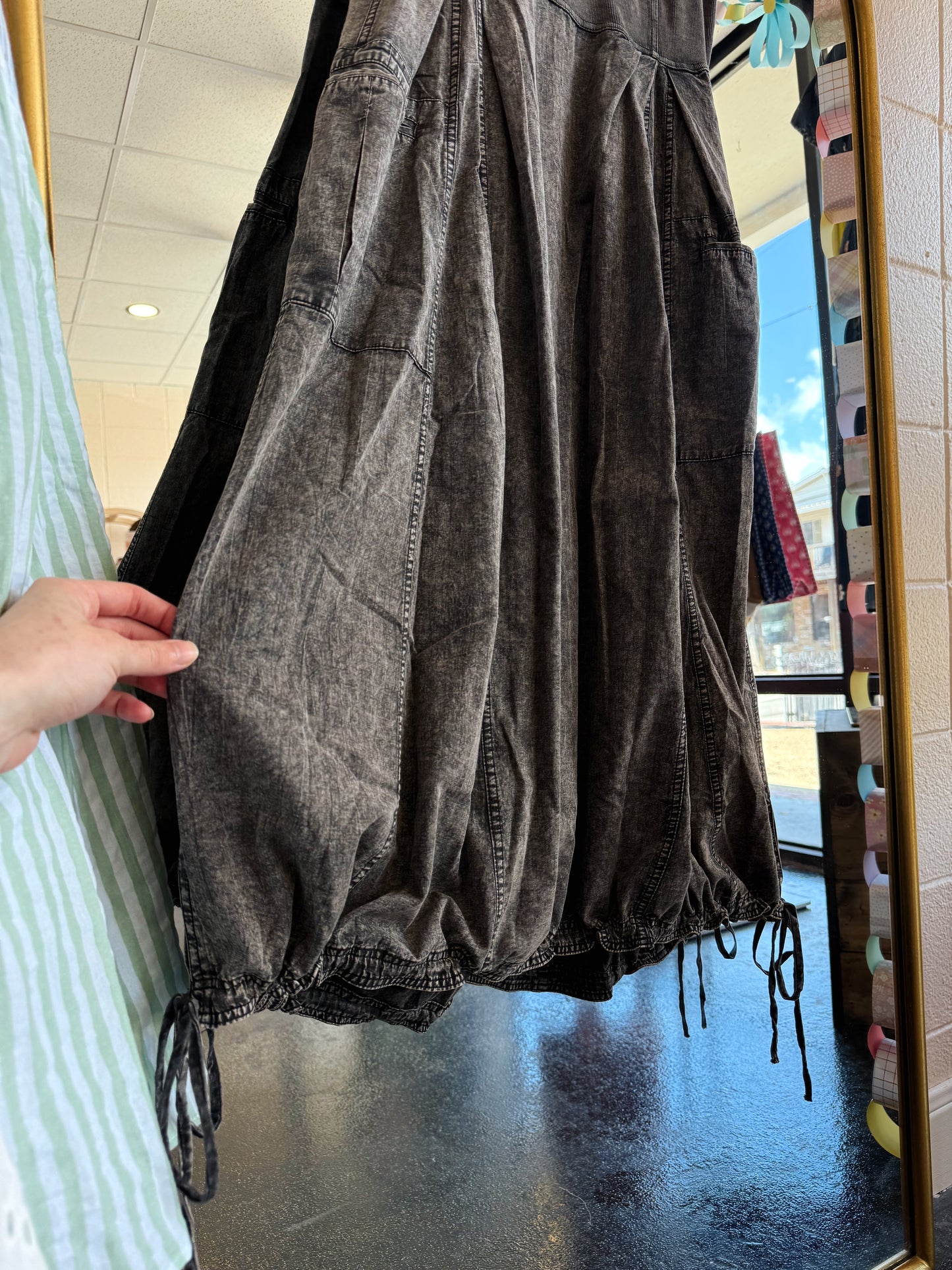 Black Wash Mix Dress - SMALL