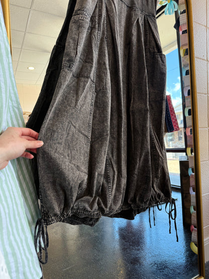 Black Wash Mix Dress - SMALL
