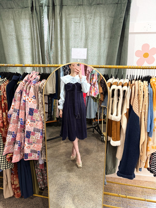 Navy Contrast Stitch Dress