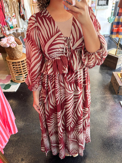 Burgundy Leaf Dress