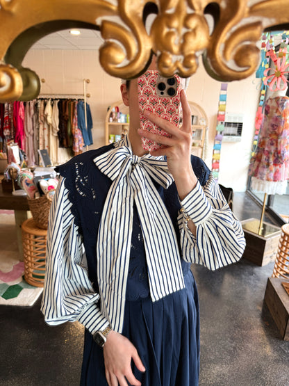 Striped Neck Tie Top