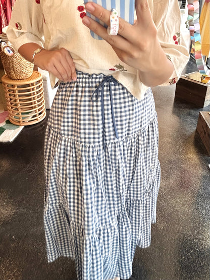Navy Gingham Skirt