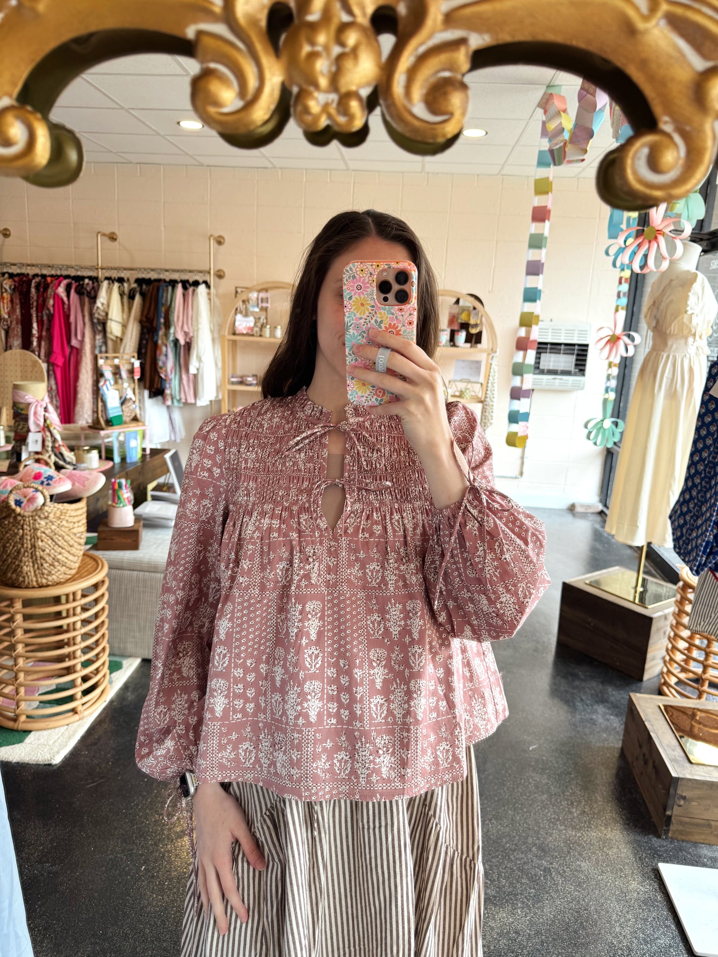 Mauve Smocked Top