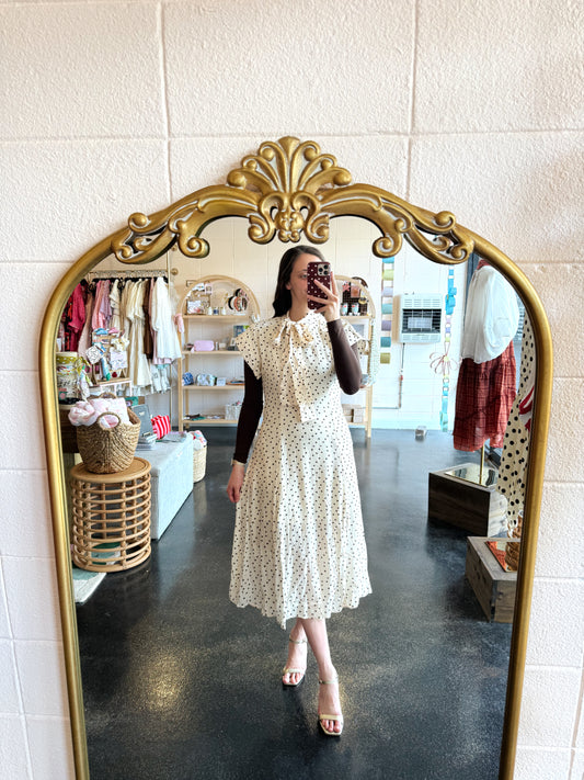 Polka Dot Tie Neck Dress