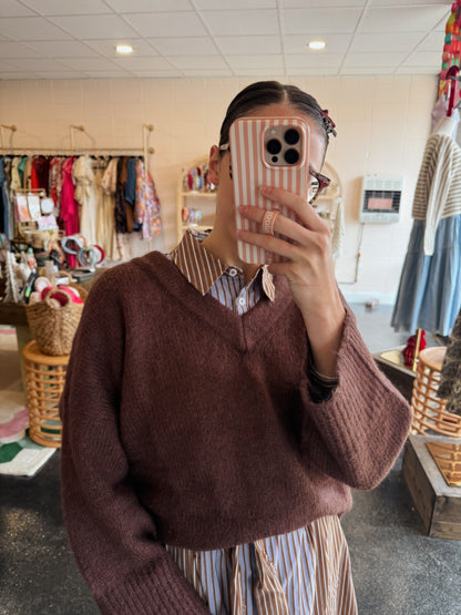Brown Vneck Sweater