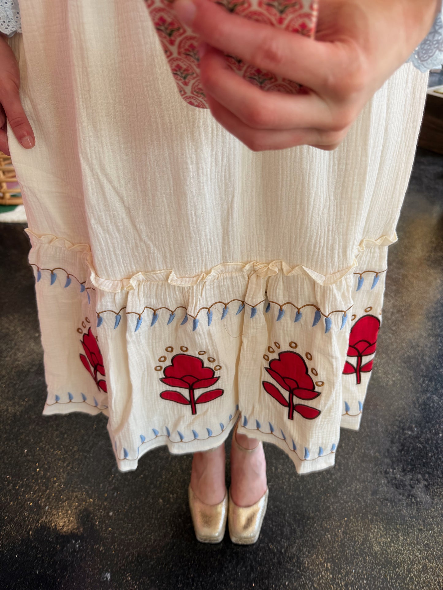 Cream Embroidered Dress