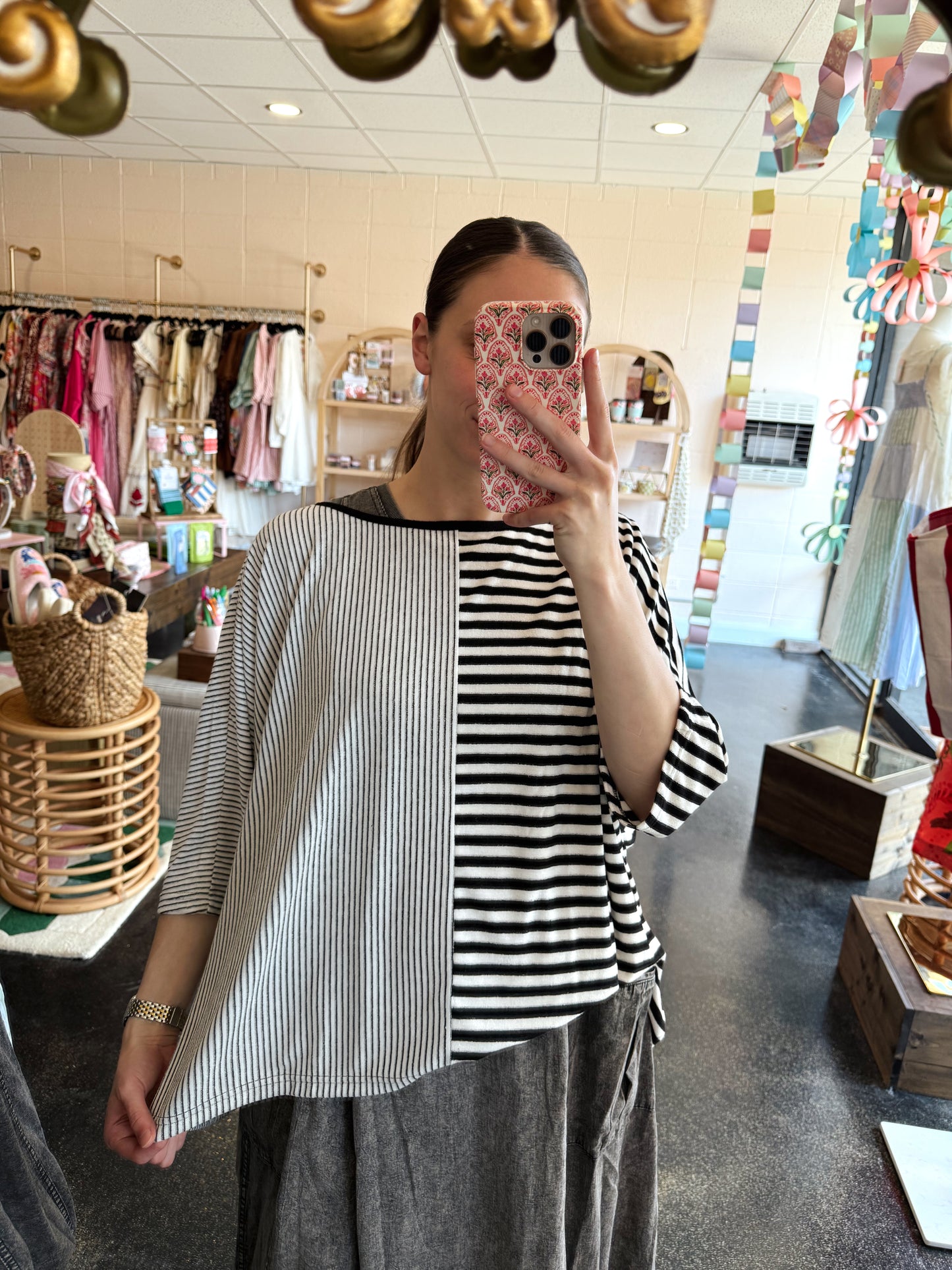 Mix Stripe Oversized Top