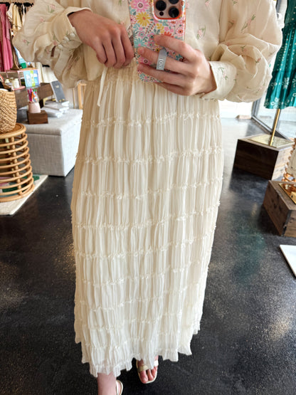 Ruffle Tiered Mesh Maxi Skirt