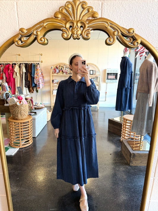 Navy Textured Dress