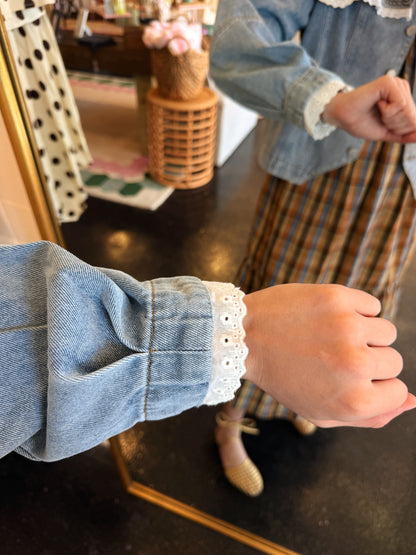 Lace Trim Denim Jacket