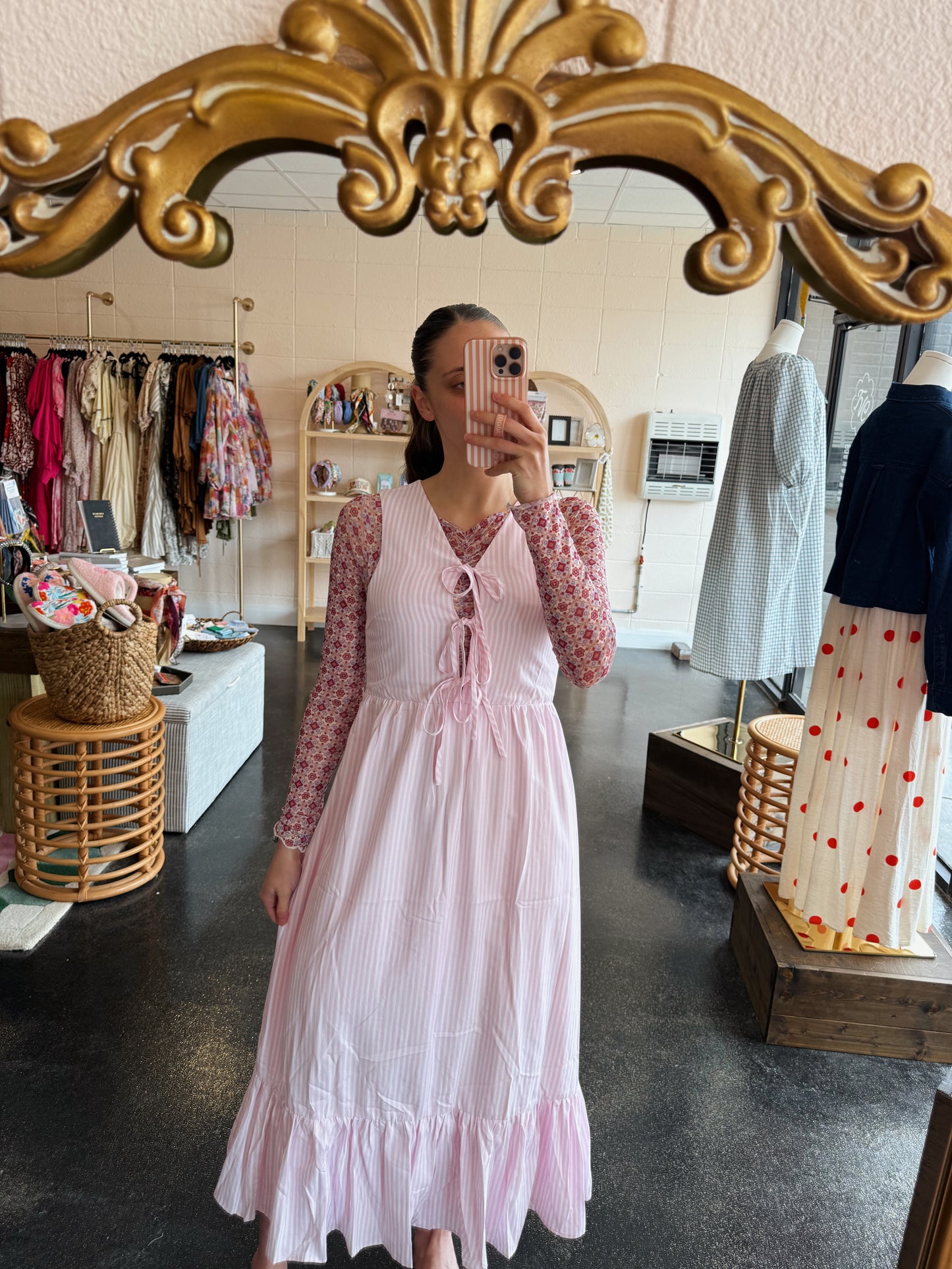 Pink Stripe Tie Dress