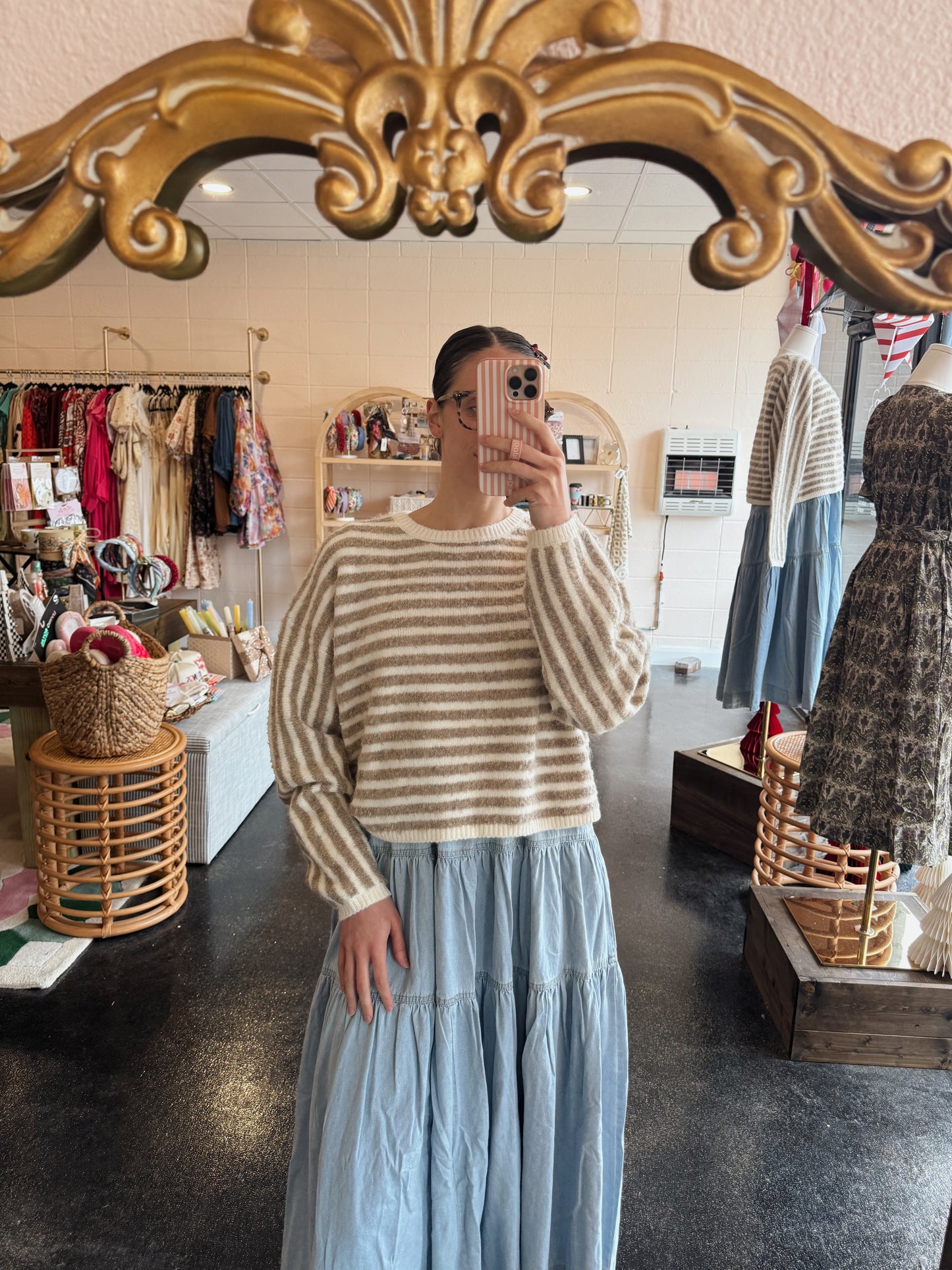 Striped Knit Sweater - SMALL