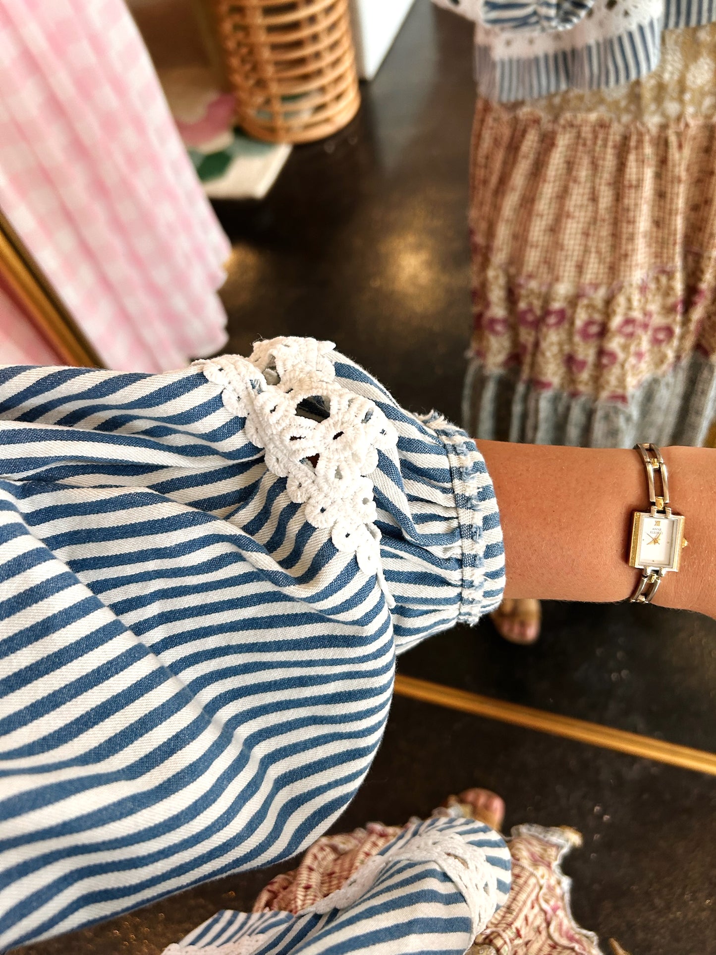 Striped Blue Frill Top
