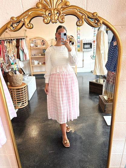 Pink Gingham Maxi Skirt
