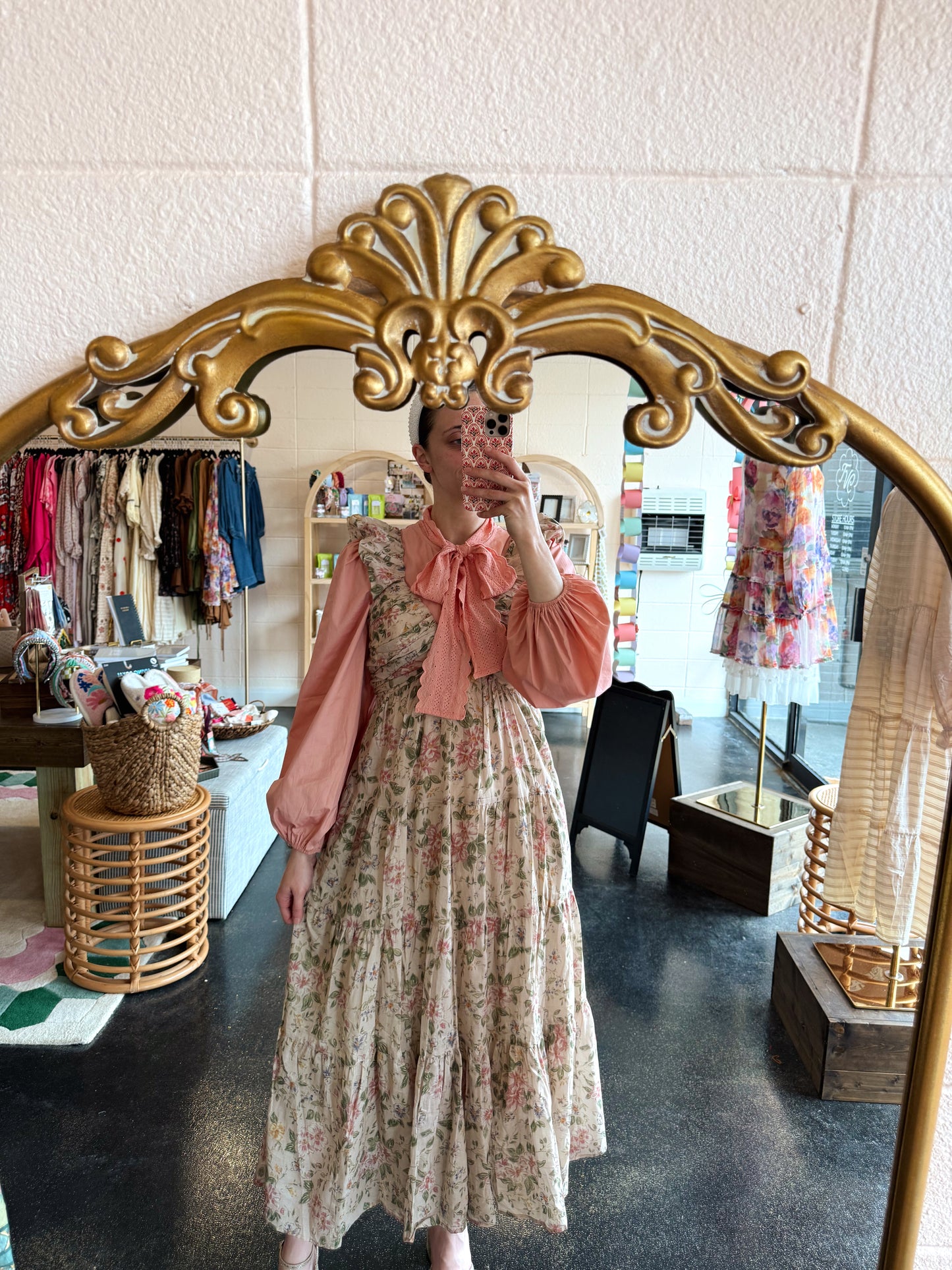 Floral Ruched Pleated Dress