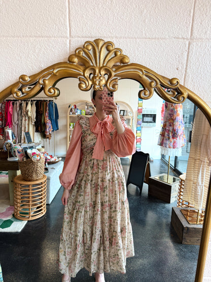 Floral Ruched Pleated Dress