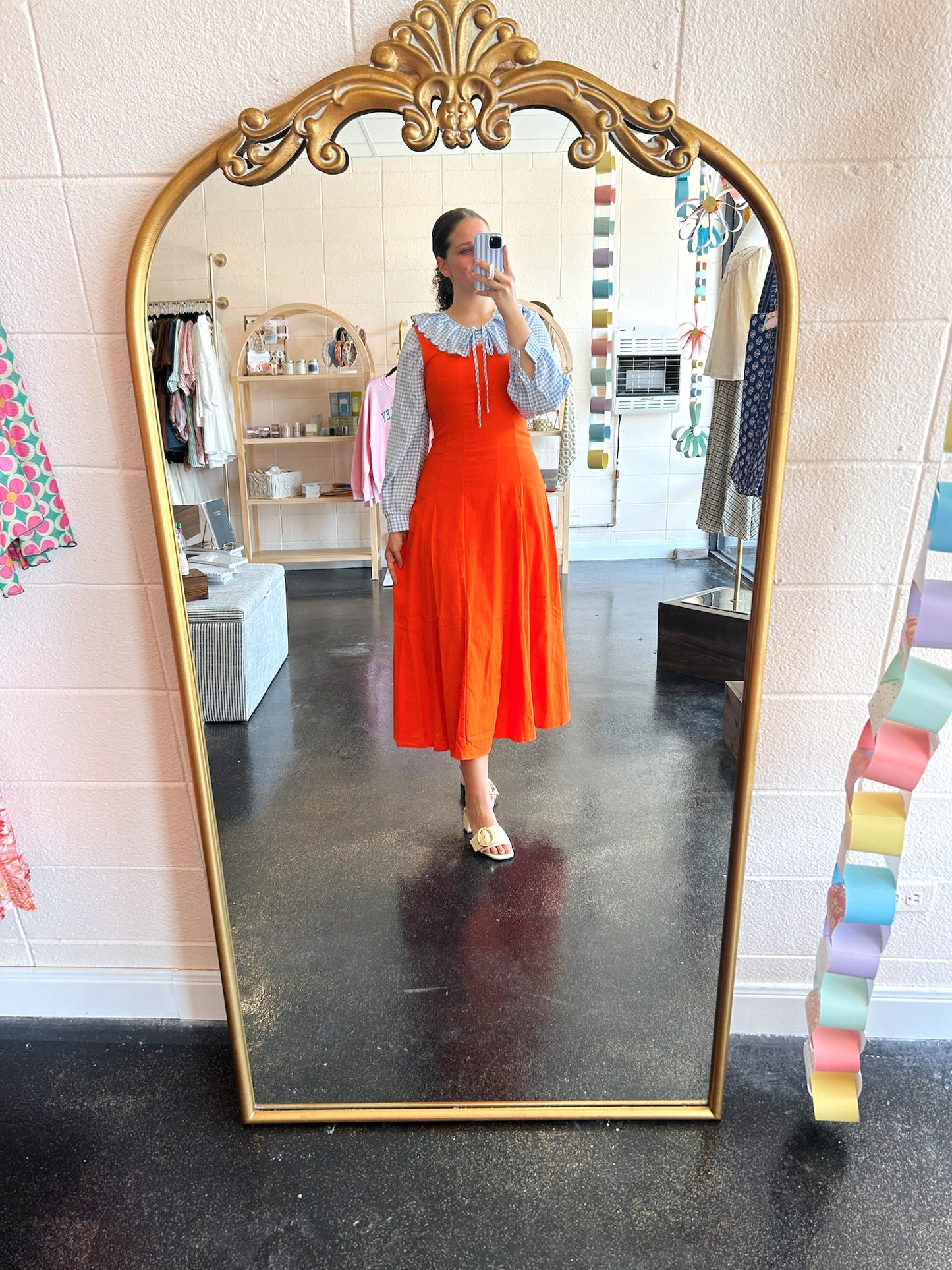 Orange Fit & Flare Dress
