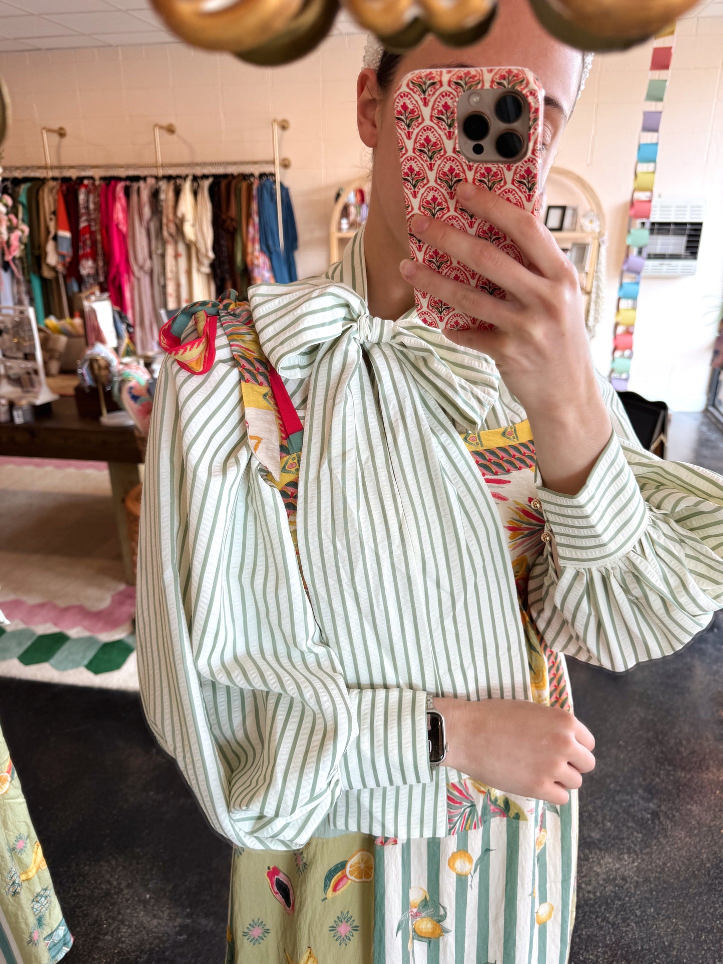 Striped Neck Tie Top