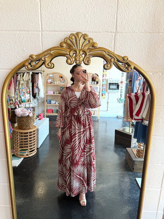 Burgundy Leaf Dress