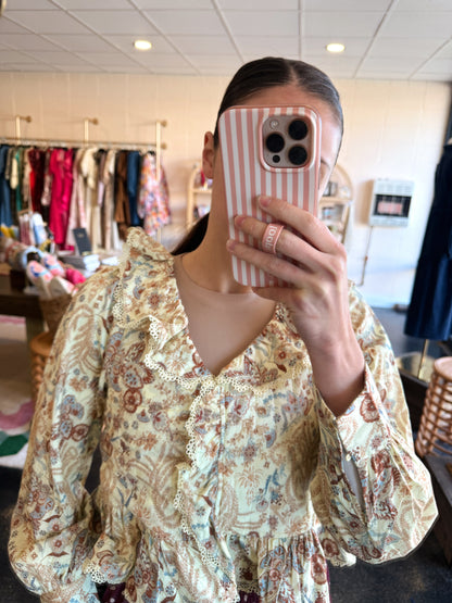 Custard Floral Top