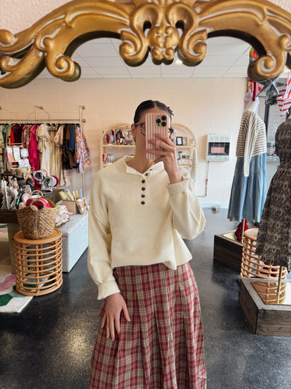 Red Multi Plaid Skirt - XLARGE