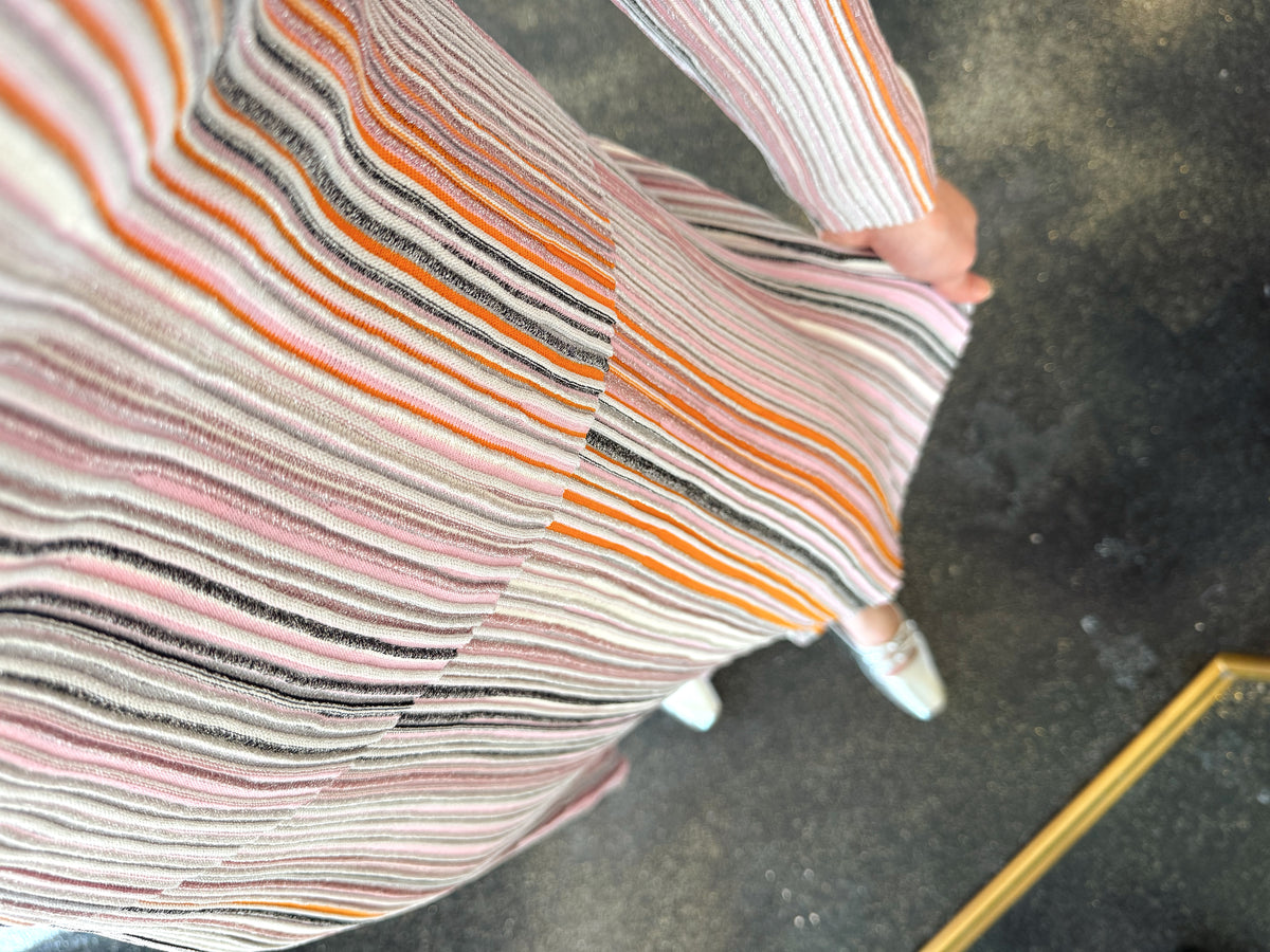Multicolor Striped Knit Set Skirt