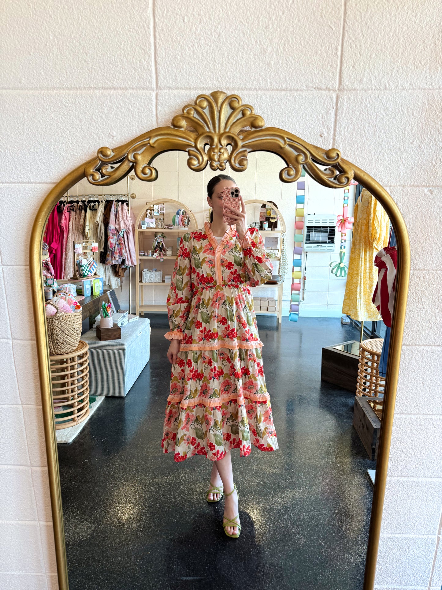 Olive & Pink Floral Dress