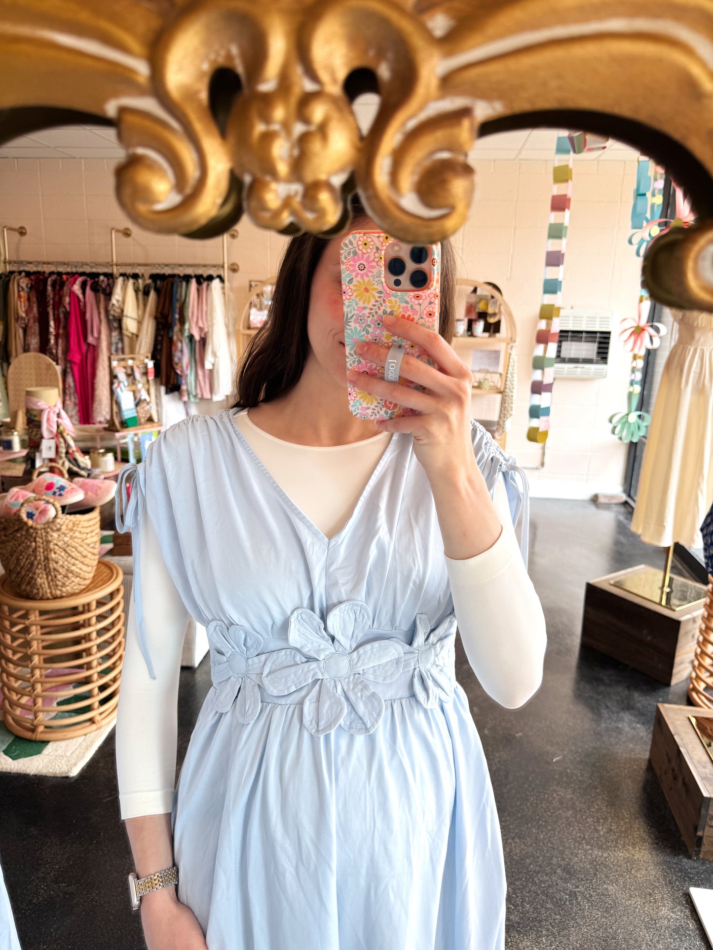 Floral Waist Applique Dress