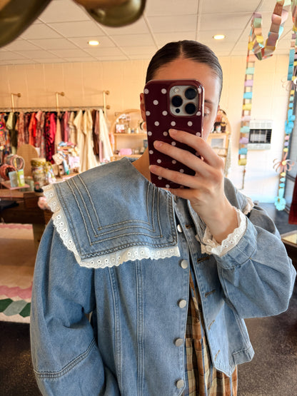 Lace Trim Denim Jacket