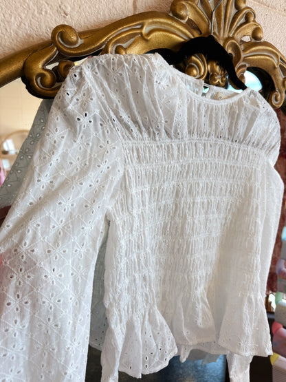 White Broderie Top