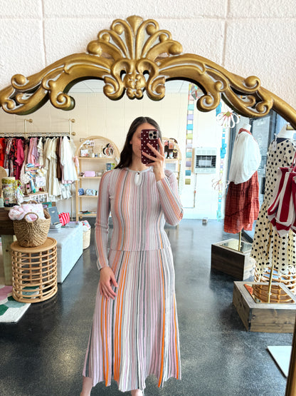 Multicolor Striped Knit Set Skirt