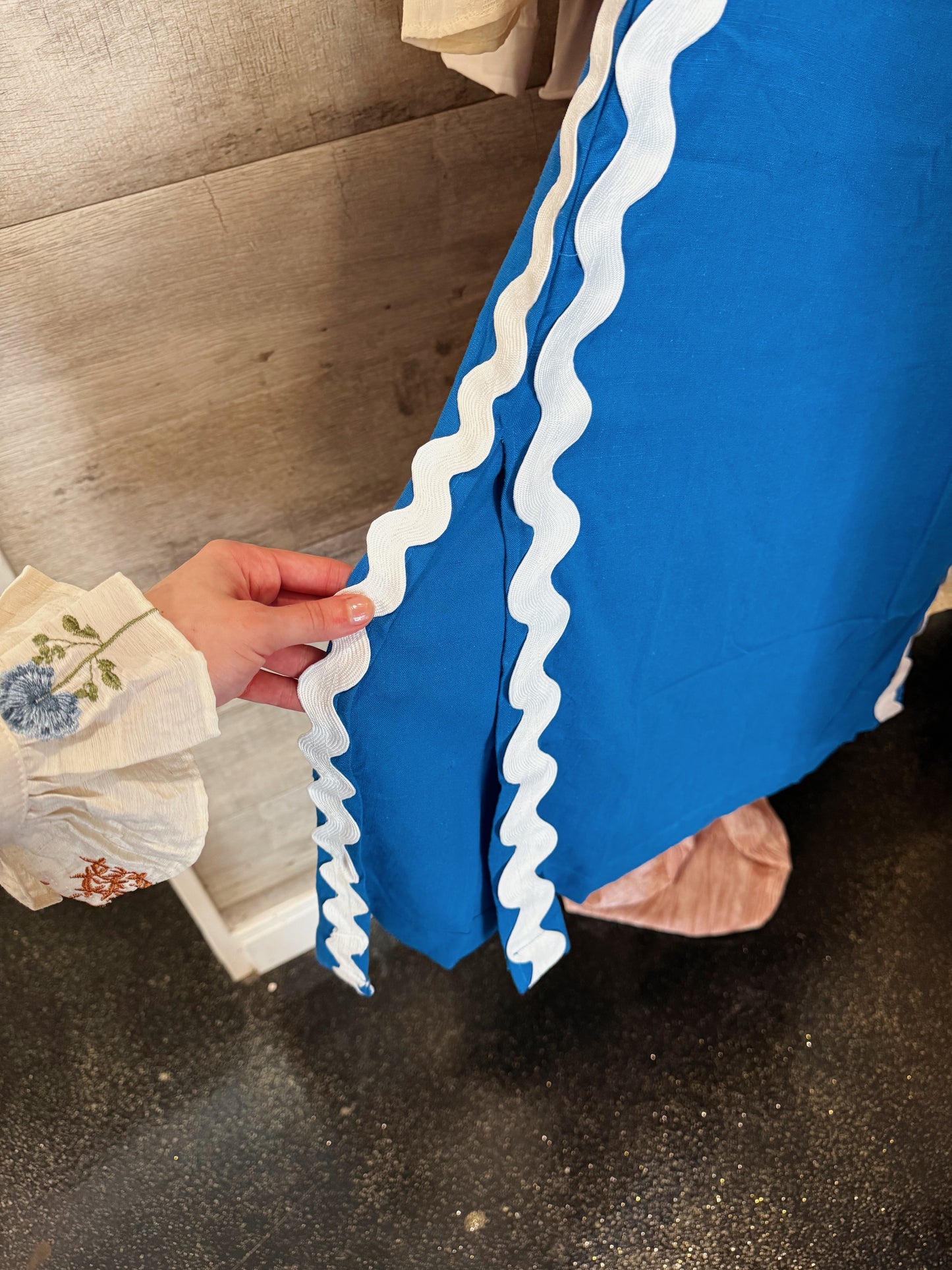 French Blue Scallop Trim Dress