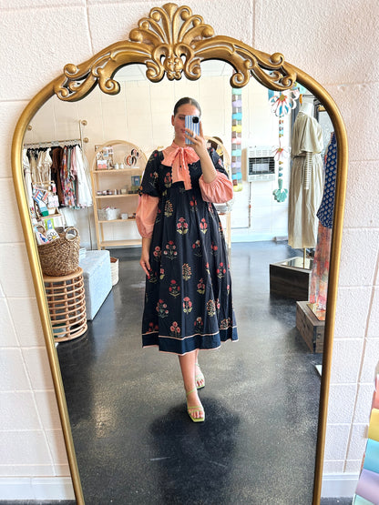 Smocked Floral Print Dress
