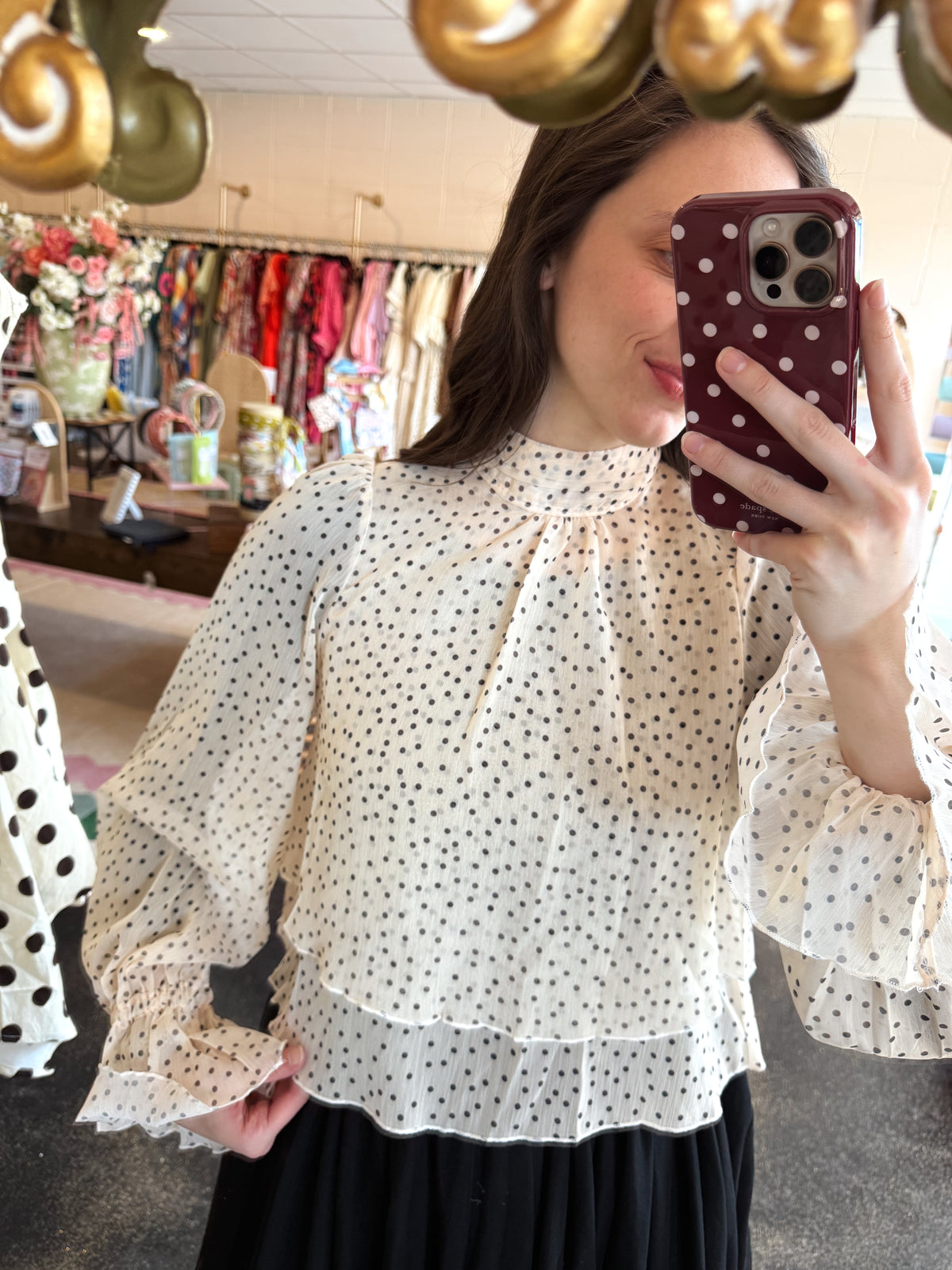 Polka Dot Back Tie Top