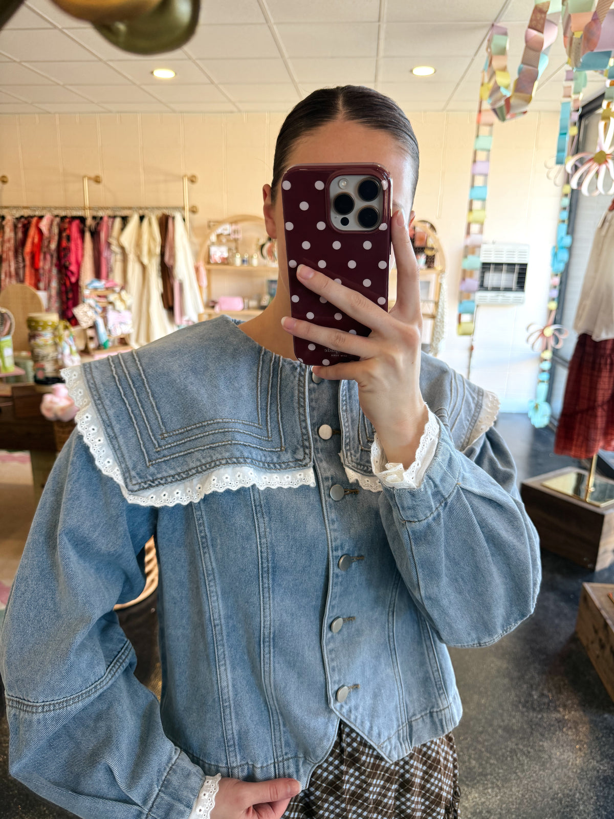 Lace Trim Denim Jacket
