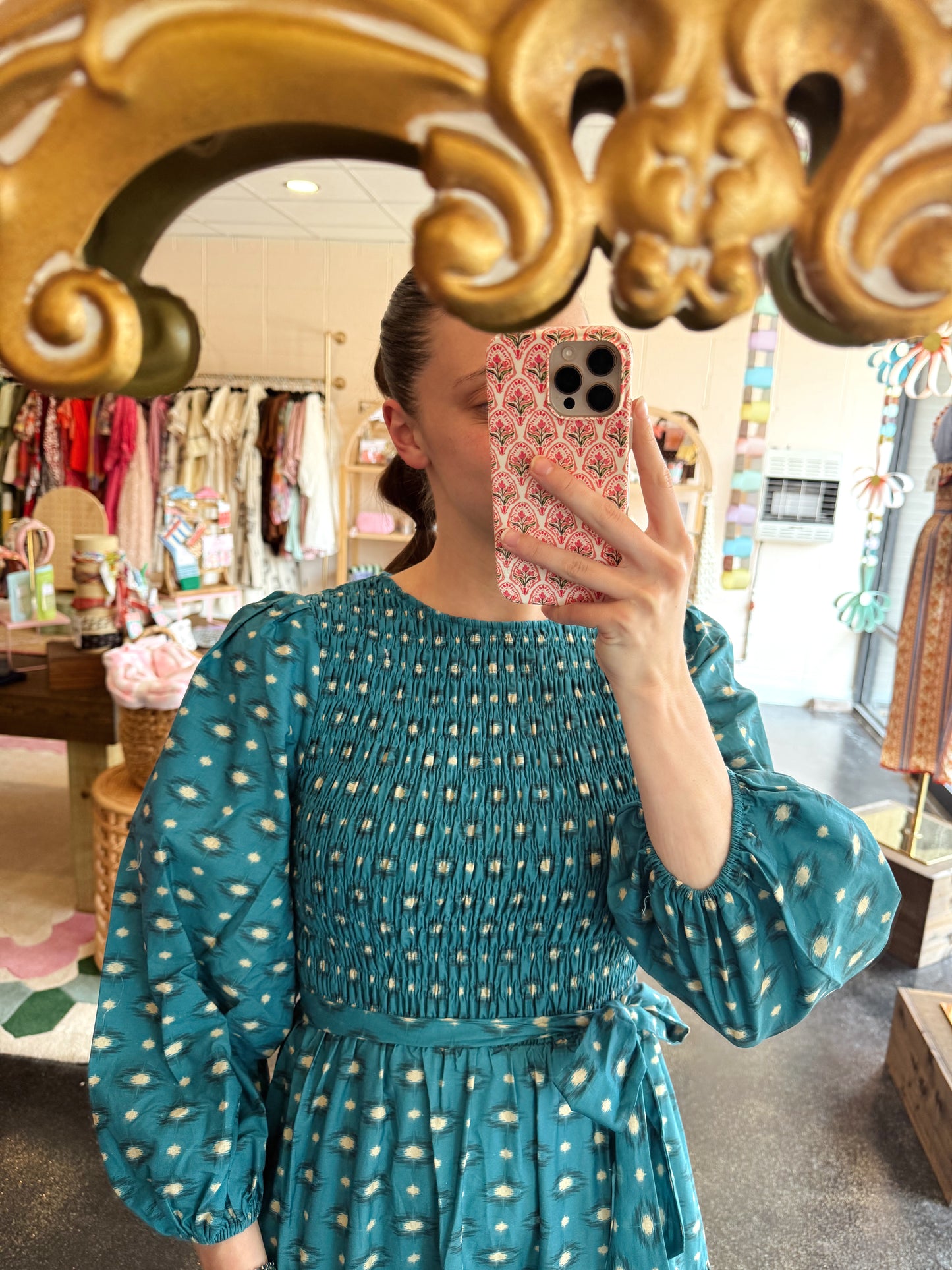 Teal Printed Dress