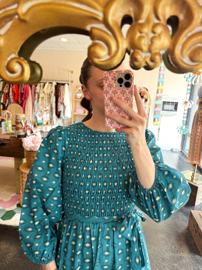 Teal Printed Dress