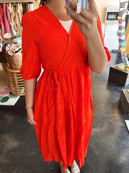 Blood Orange Detail Wrap Dress