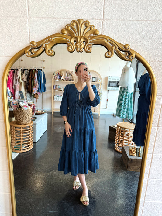 Front Tie Denim Dress