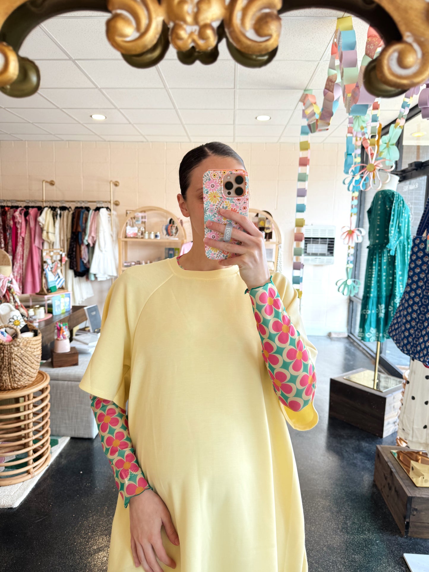 Green Big Flower Mesh Top