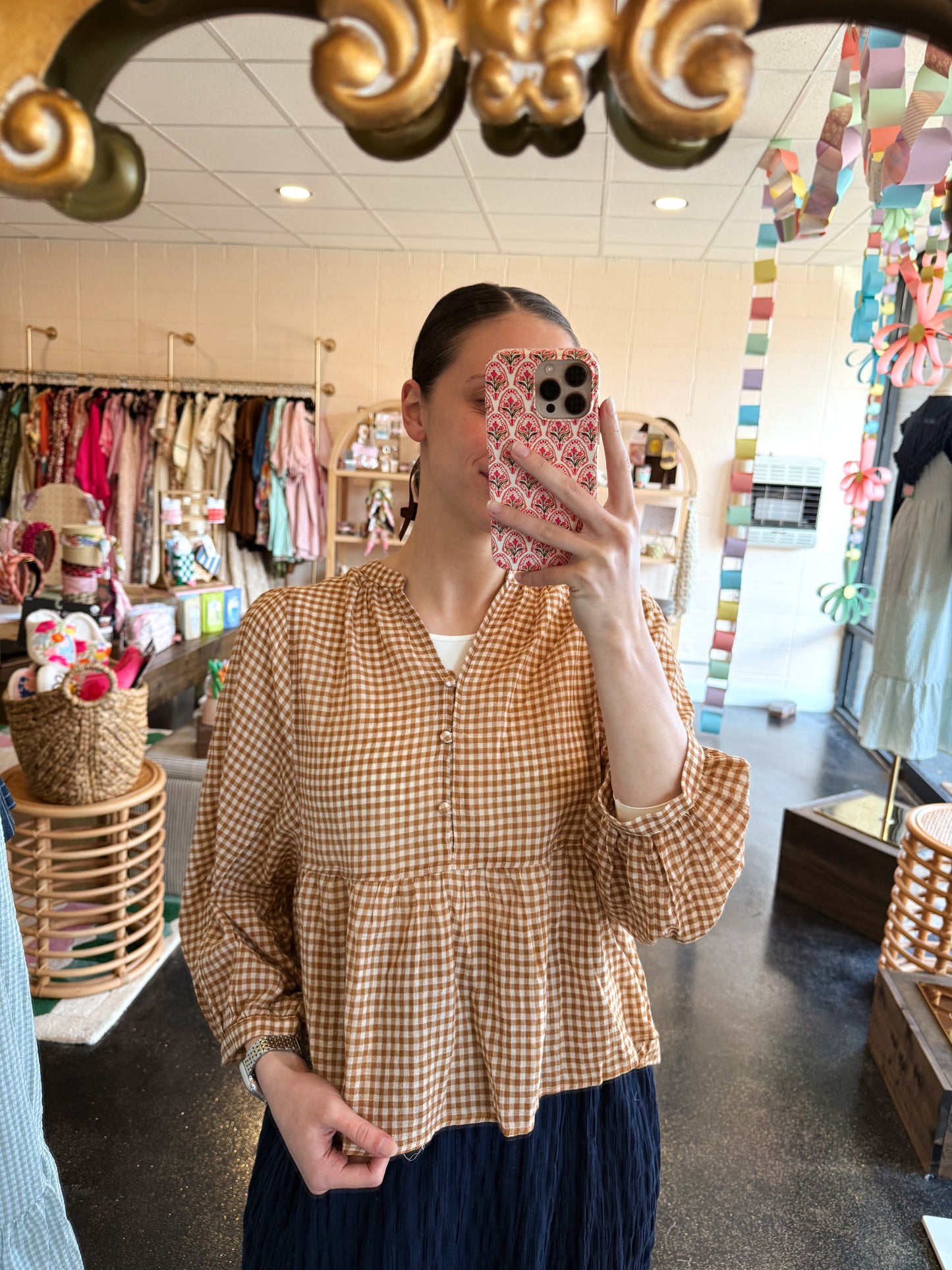 Chai Gingham Top