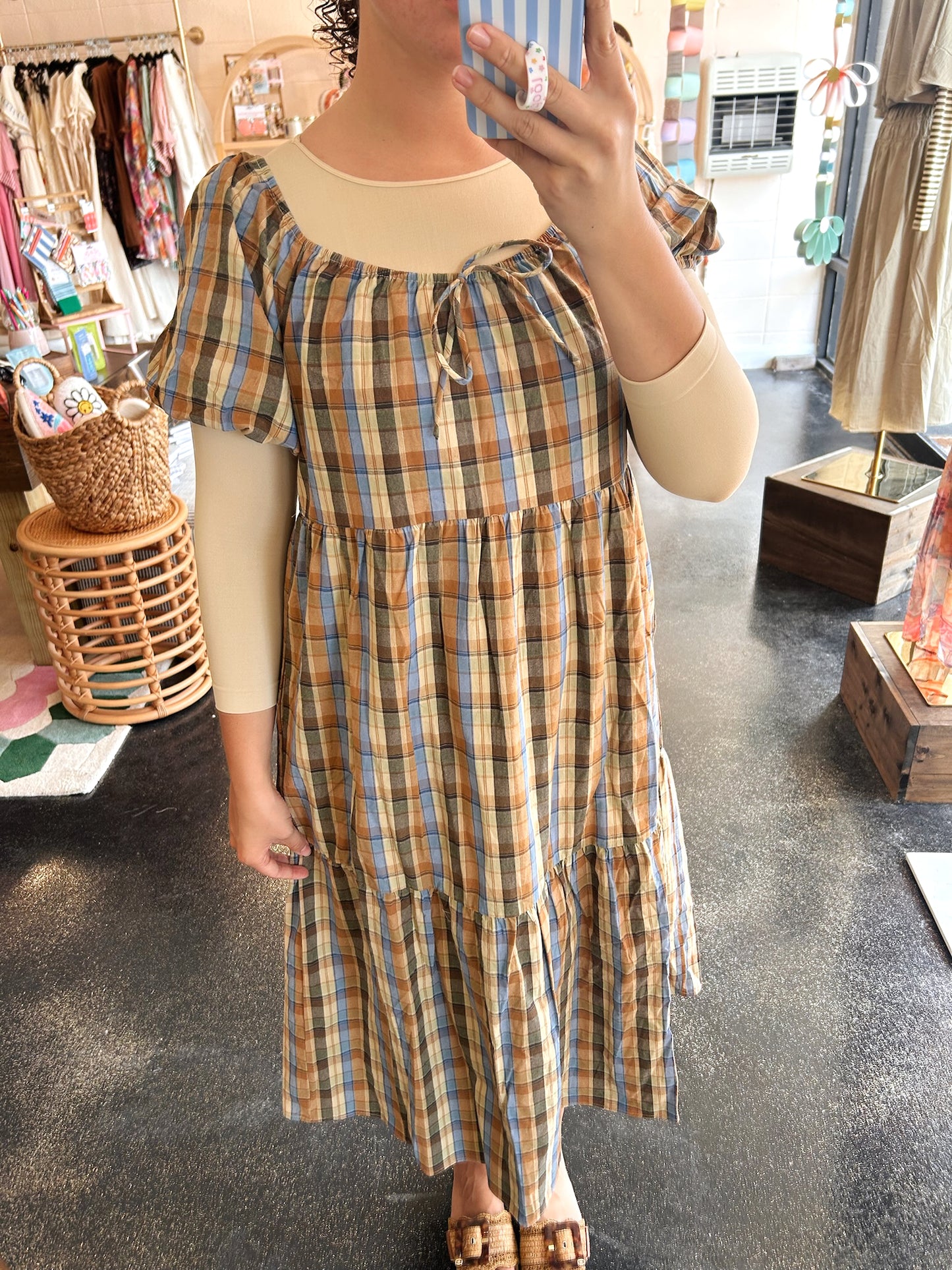 Mocha Plaid Dress