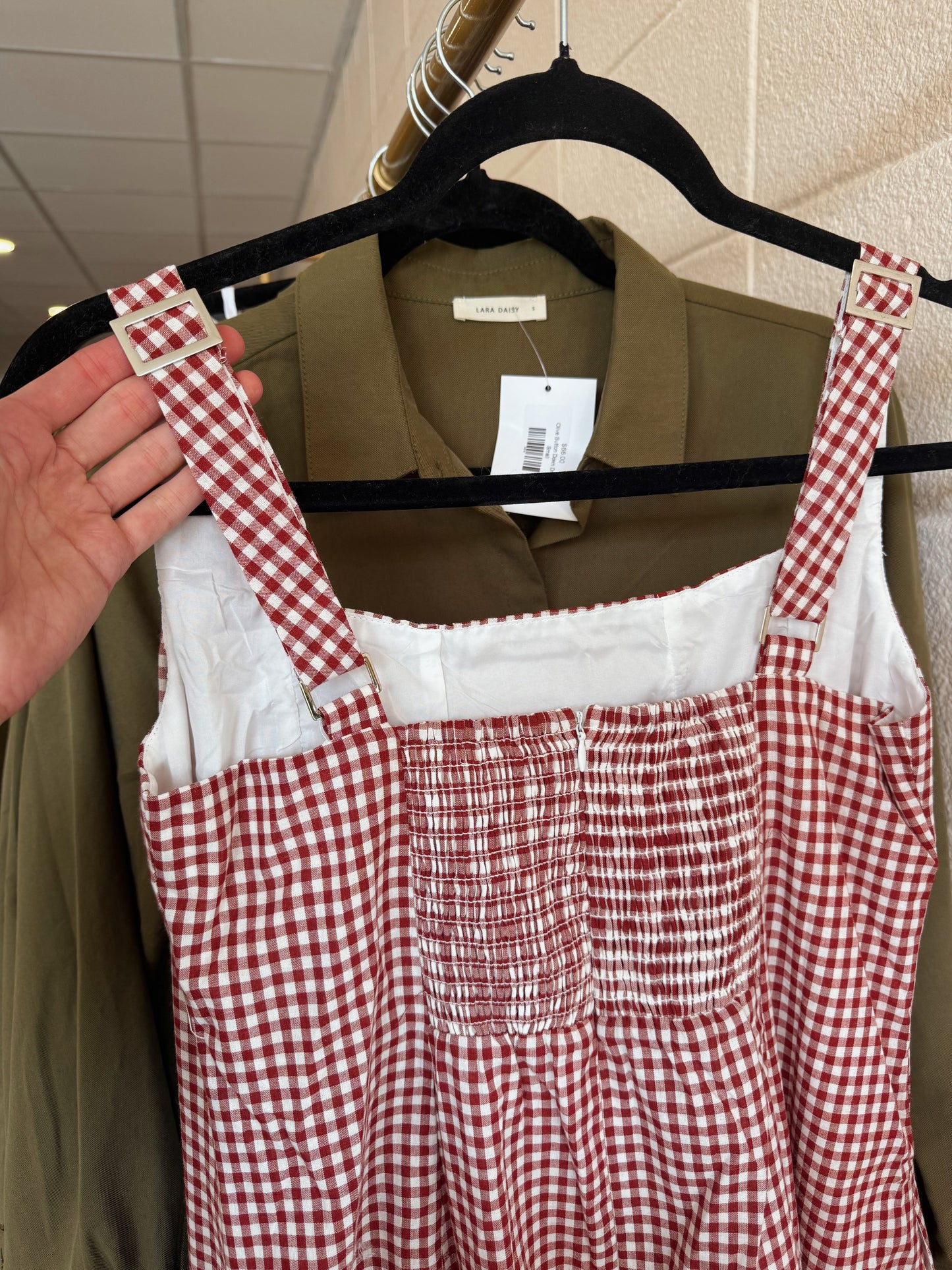 Brick Gingham Midi Dress